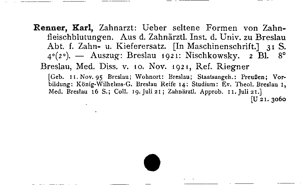 [Katalogkarte Dissertationenkatalog bis 1980]