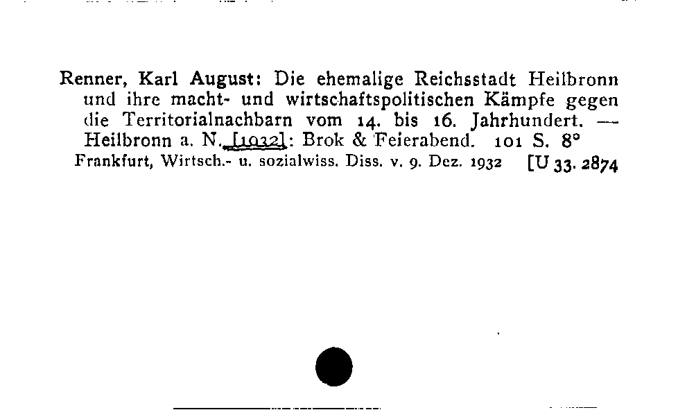 [Katalogkarte Dissertationenkatalog bis 1980]