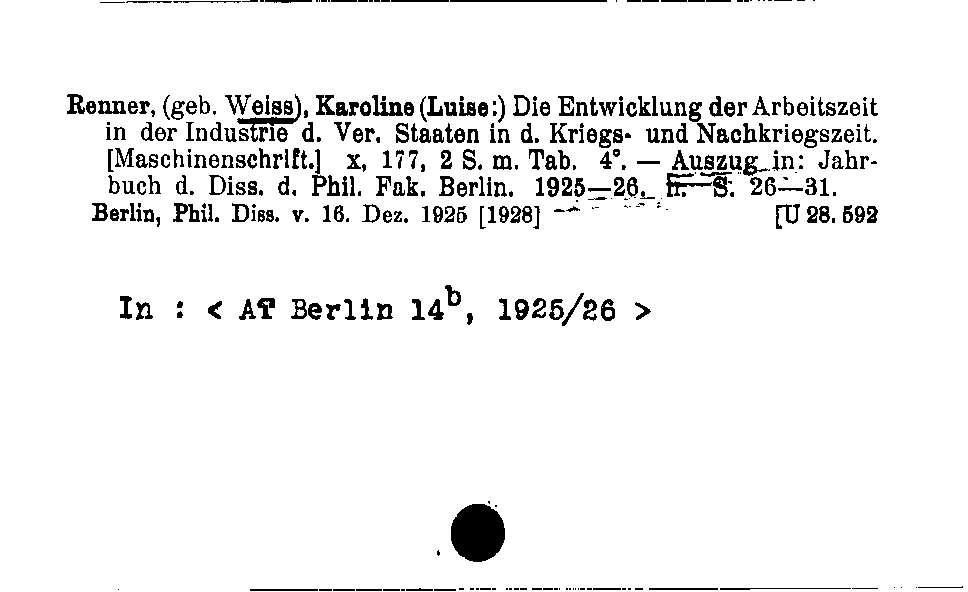 [Katalogkarte Dissertationenkatalog bis 1980]