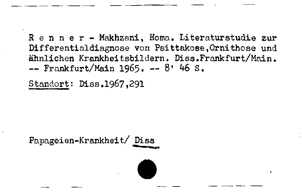 [Katalogkarte Dissertationenkatalog bis 1980]