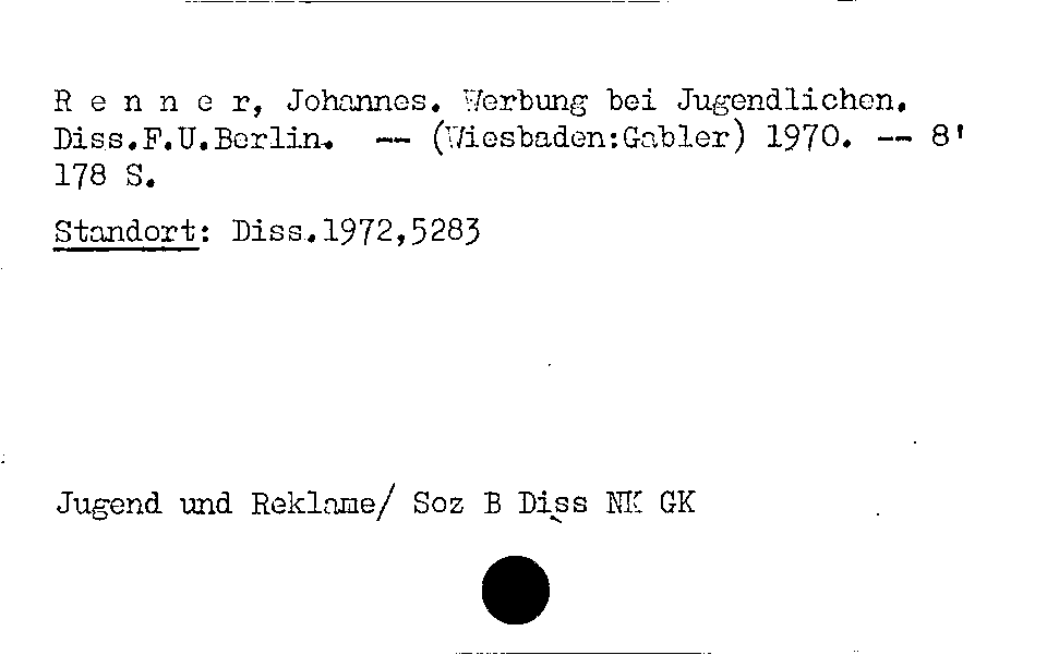 [Katalogkarte Dissertationenkatalog bis 1980]