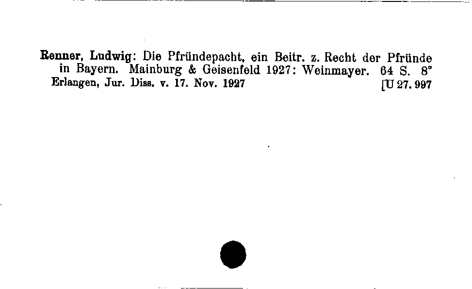 [Katalogkarte Dissertationenkatalog bis 1980]