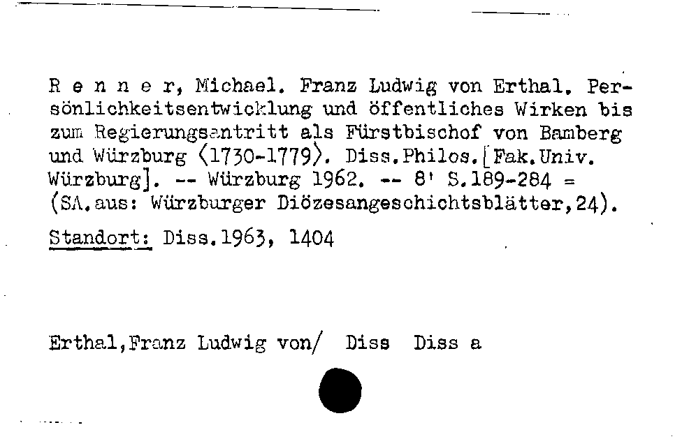 [Katalogkarte Dissertationenkatalog bis 1980]