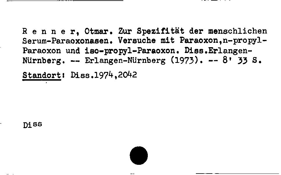 [Katalogkarte Dissertationenkatalog bis 1980]