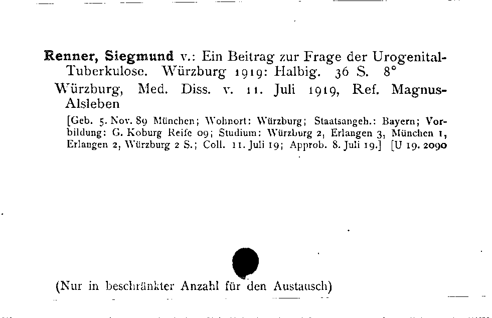 [Katalogkarte Dissertationenkatalog bis 1980]