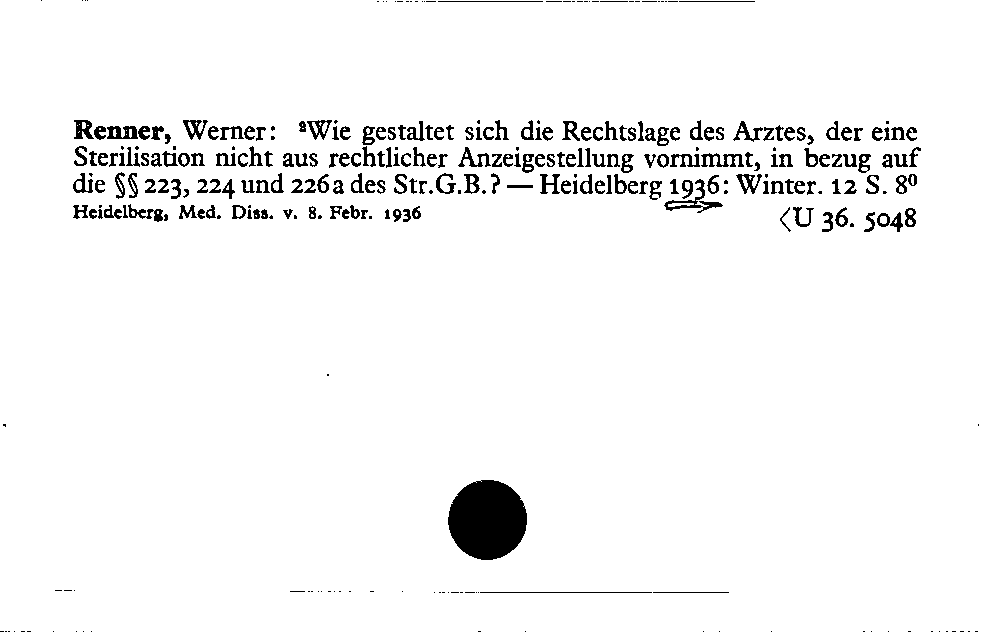 [Katalogkarte Dissertationenkatalog bis 1980]