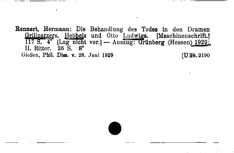 [Katalogkarte Dissertationenkatalog bis 1980]