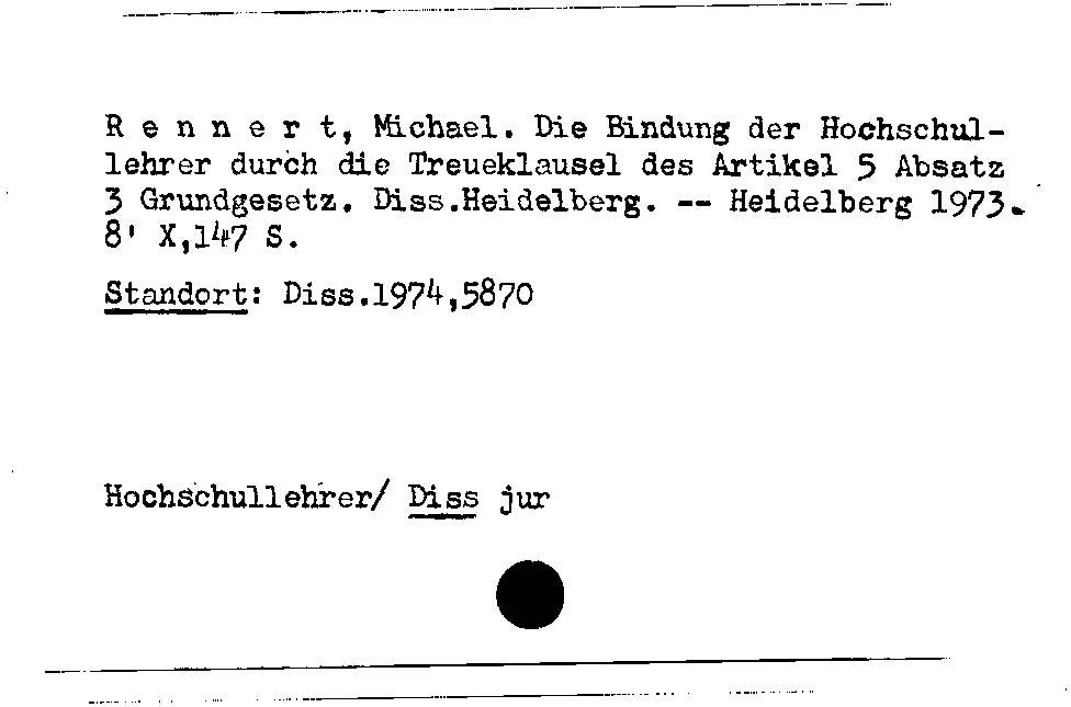 [Katalogkarte Dissertationenkatalog bis 1980]