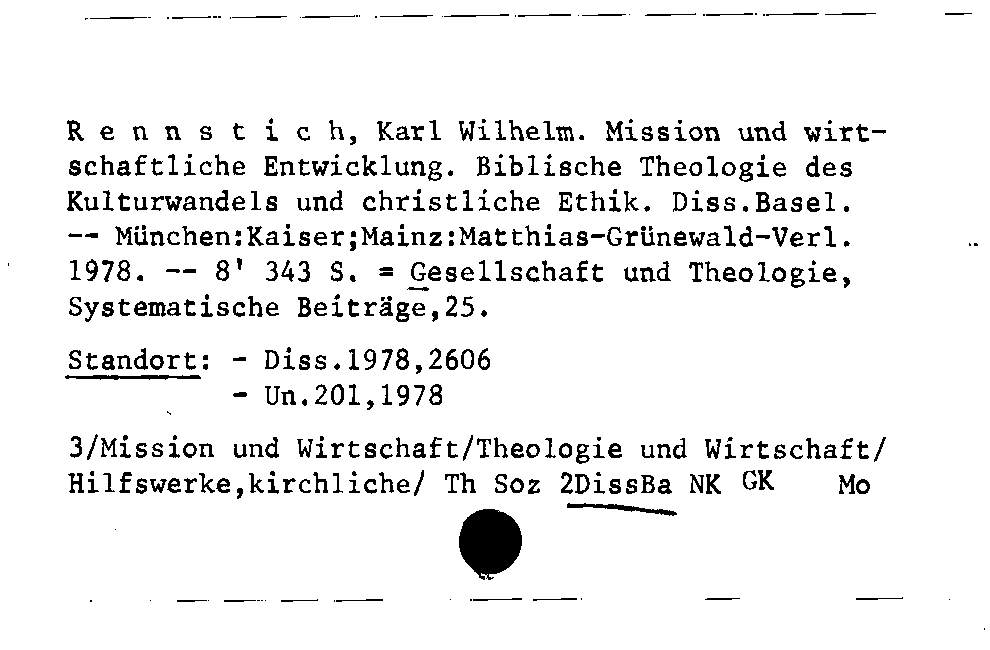 [Katalogkarte Dissertationenkatalog bis 1980]