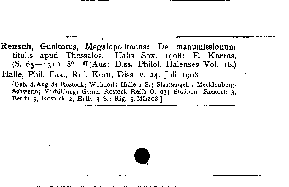 [Katalogkarte Dissertationenkatalog bis 1980]