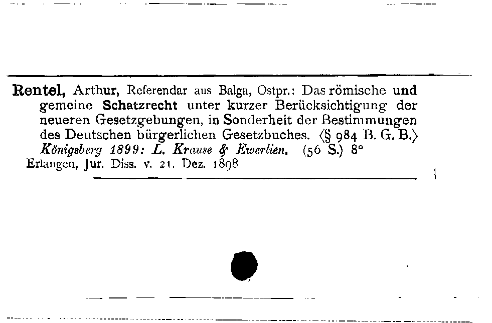 [Katalogkarte Dissertationenkatalog bis 1980]