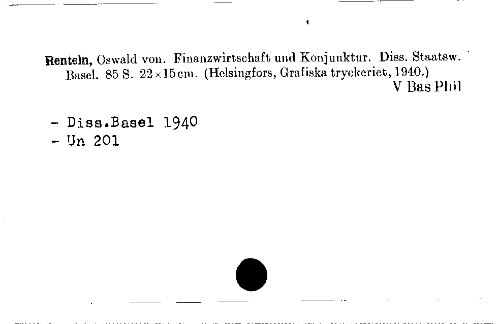 [Katalogkarte Dissertationenkatalog bis 1980]