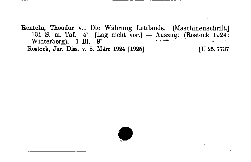 [Katalogkarte Dissertationenkatalog bis 1980]