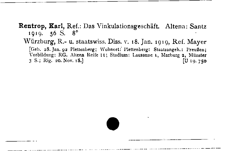 [Katalogkarte Dissertationenkatalog bis 1980]