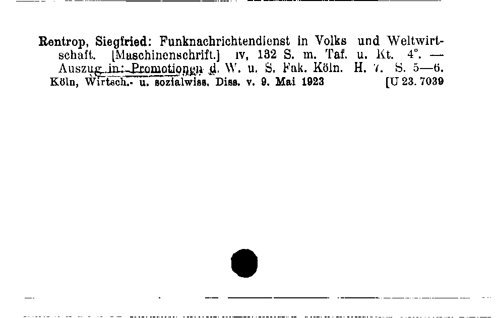 [Katalogkarte Dissertationenkatalog bis 1980]