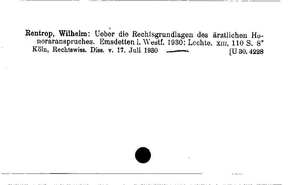 [Katalogkarte Dissertationenkatalog bis 1980]