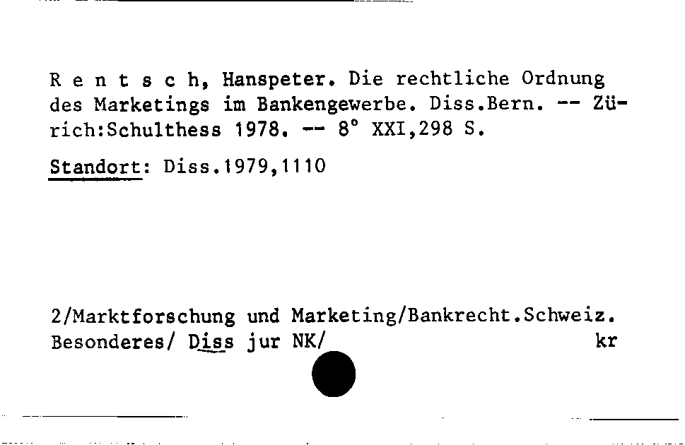 [Katalogkarte Dissertationenkatalog bis 1980]