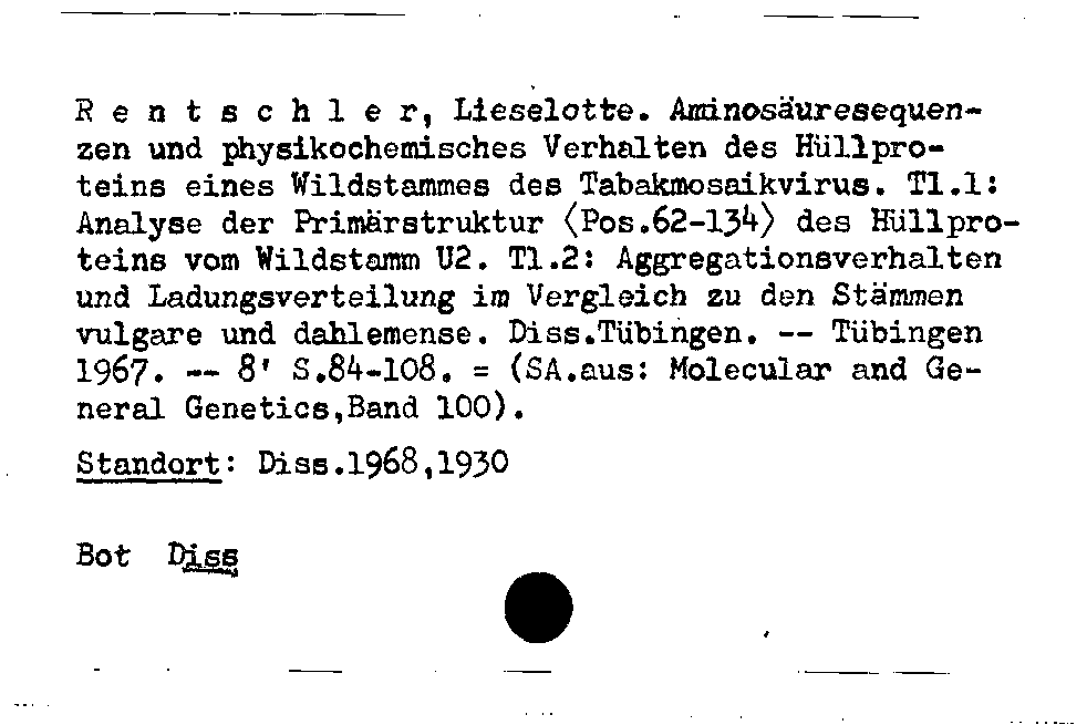 [Katalogkarte Dissertationenkatalog bis 1980]