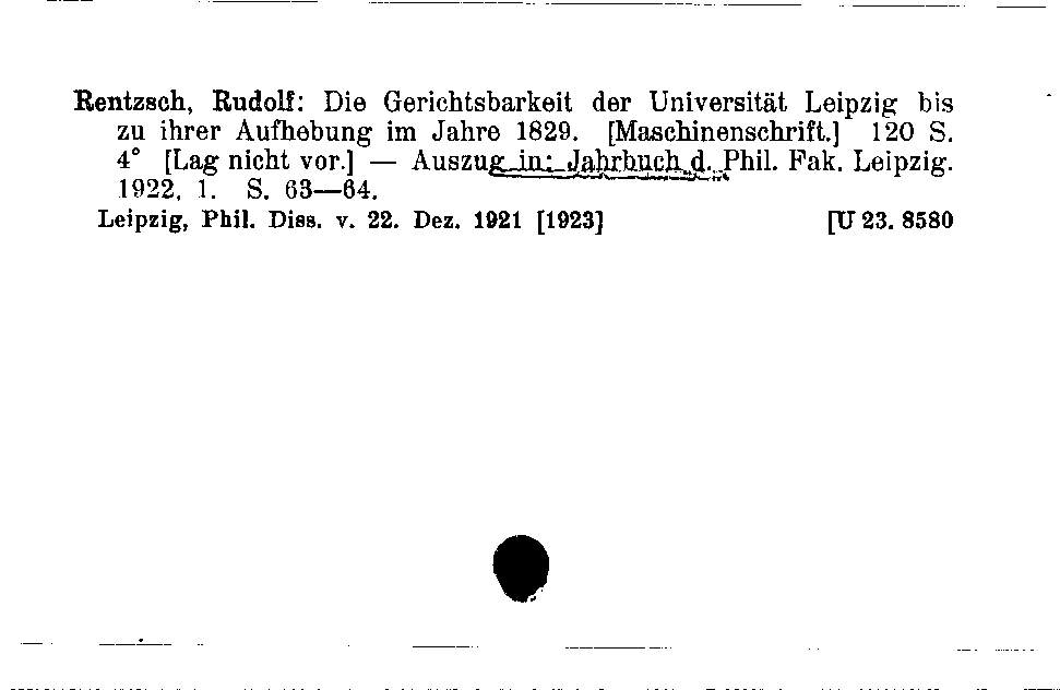 [Katalogkarte Dissertationenkatalog bis 1980]