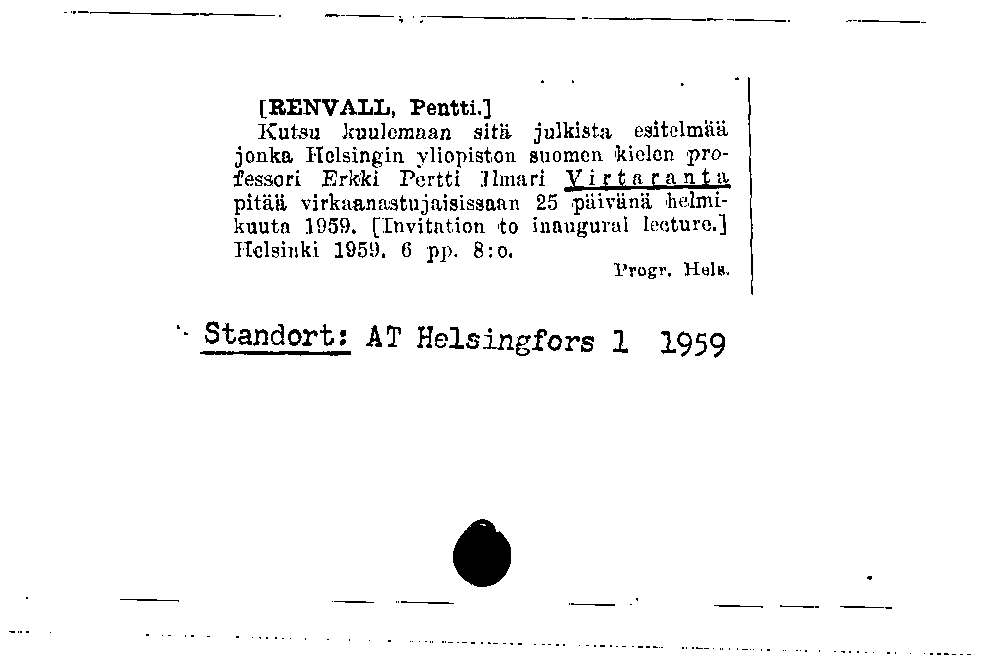 [Katalogkarte Dissertationenkatalog bis 1980]