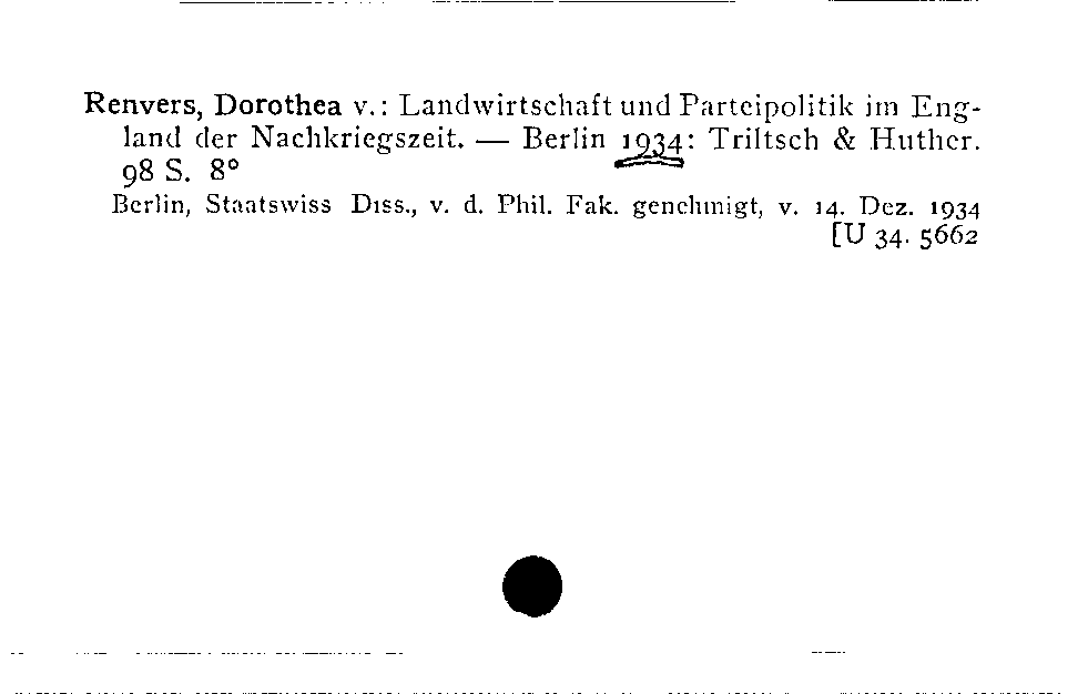 [Katalogkarte Dissertationenkatalog bis 1980]