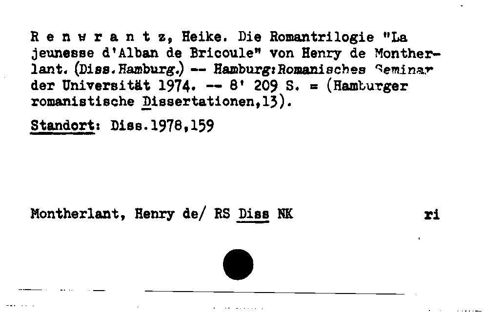 [Katalogkarte Dissertationenkatalog bis 1980]