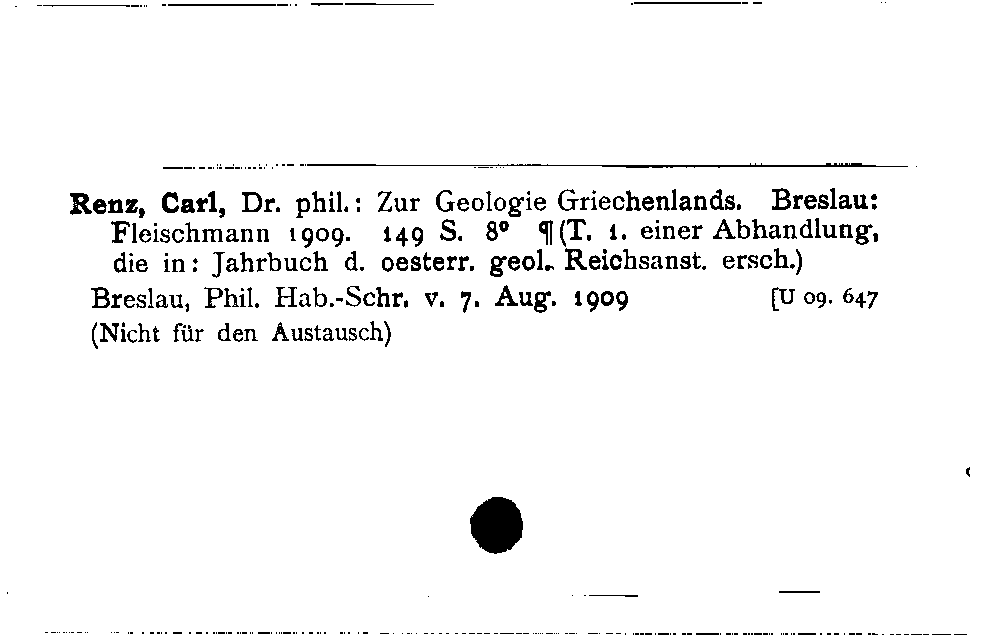 [Katalogkarte Dissertationenkatalog bis 1980]