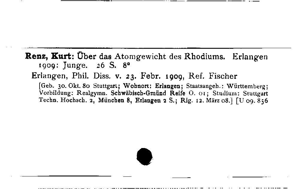 [Katalogkarte Dissertationenkatalog bis 1980]