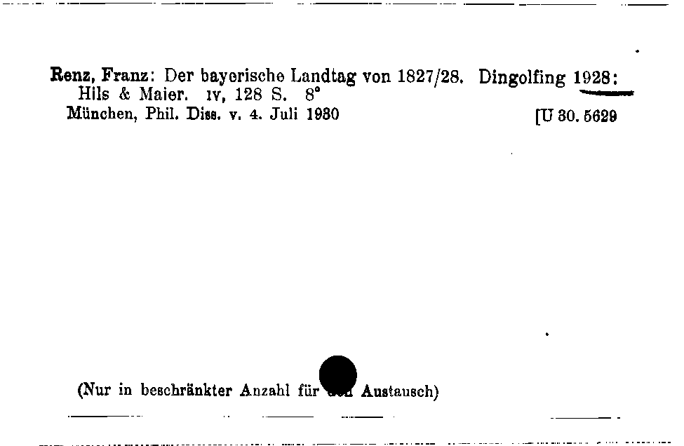 [Katalogkarte Dissertationenkatalog bis 1980]