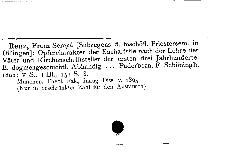 [Katalogkarte Dissertationenkatalog bis 1980]