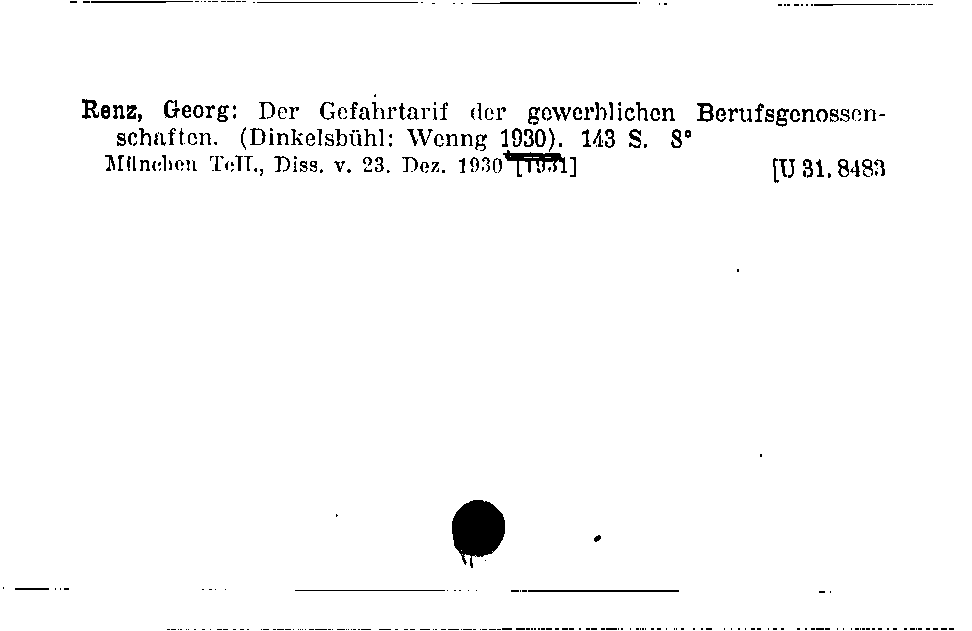 [Katalogkarte Dissertationenkatalog bis 1980]