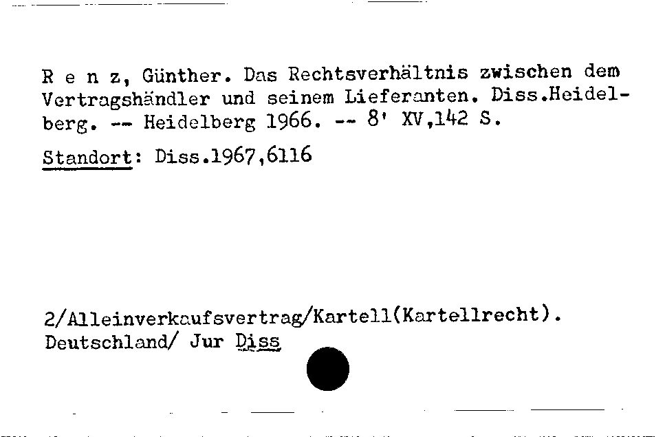 [Katalogkarte Dissertationenkatalog bis 1980]