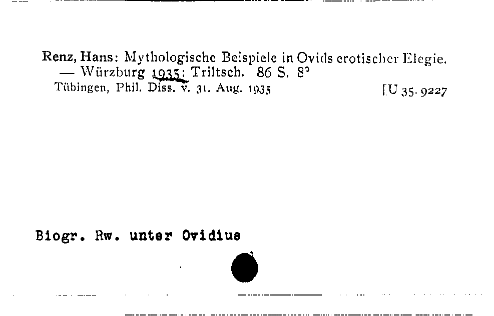 [Katalogkarte Dissertationenkatalog bis 1980]