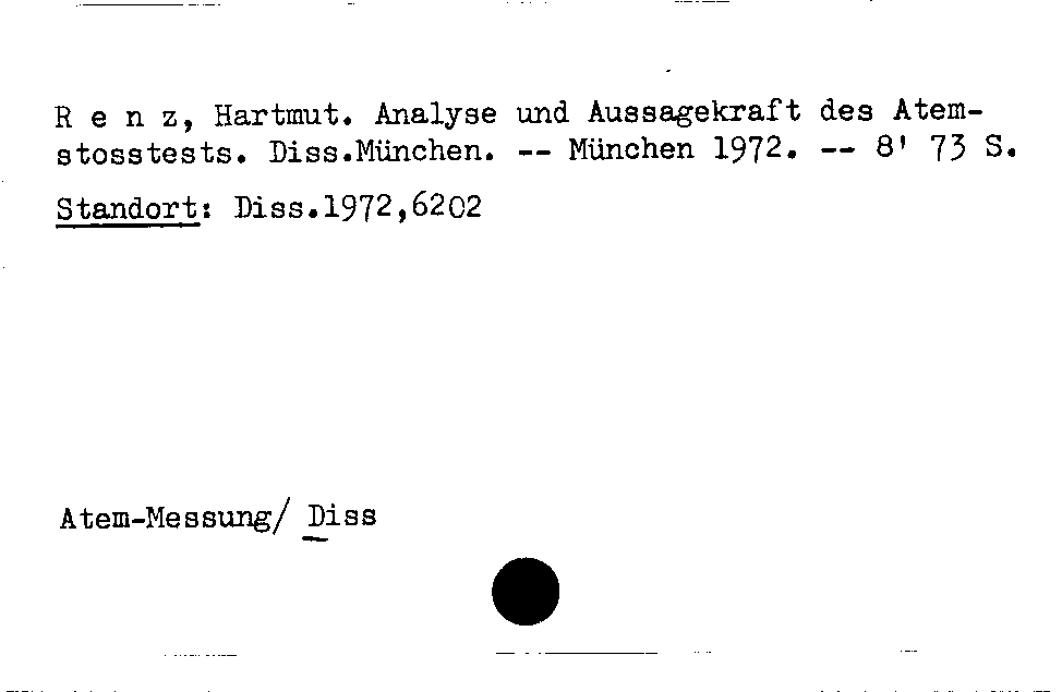 [Katalogkarte Dissertationenkatalog bis 1980]