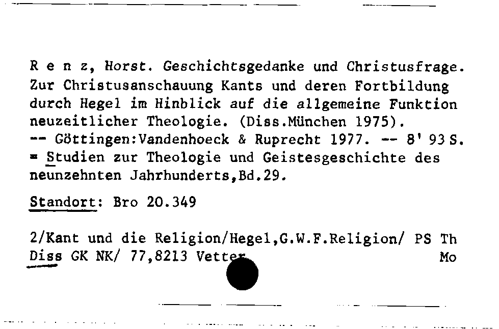 [Katalogkarte Dissertationenkatalog bis 1980]