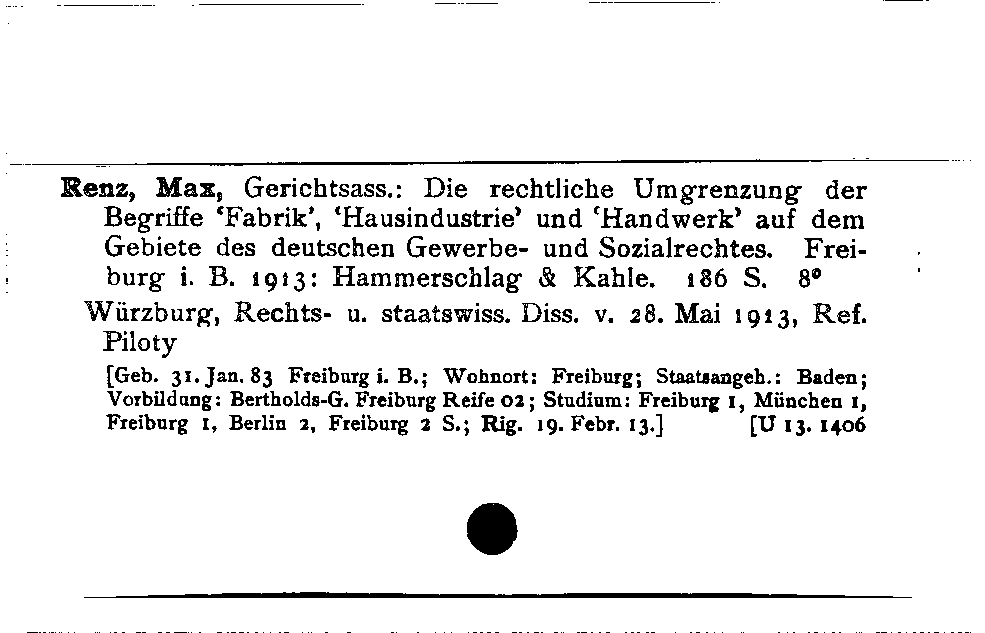 [Katalogkarte Dissertationenkatalog bis 1980]