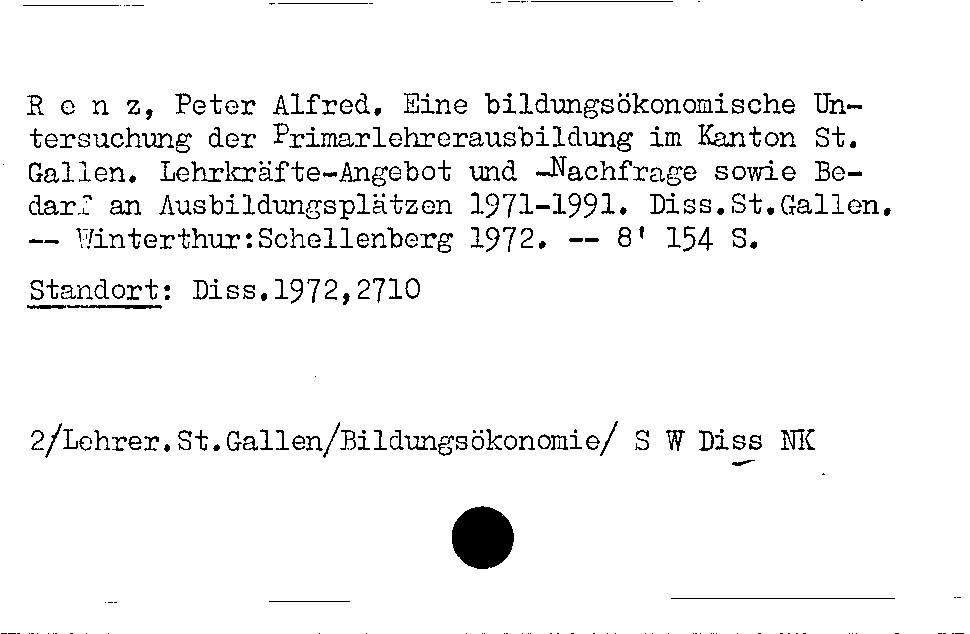 [Katalogkarte Dissertationenkatalog bis 1980]