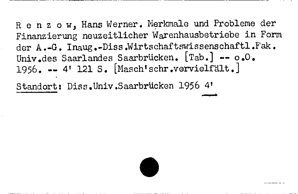 [Katalogkarte Dissertationenkatalog bis 1980]