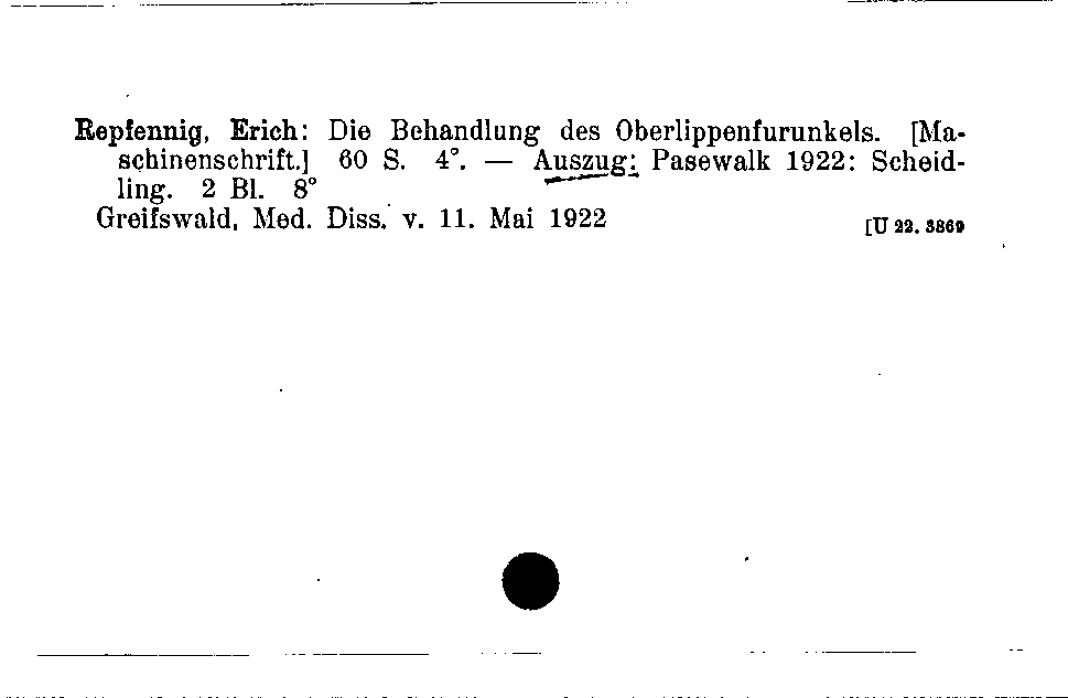 [Katalogkarte Dissertationenkatalog bis 1980]