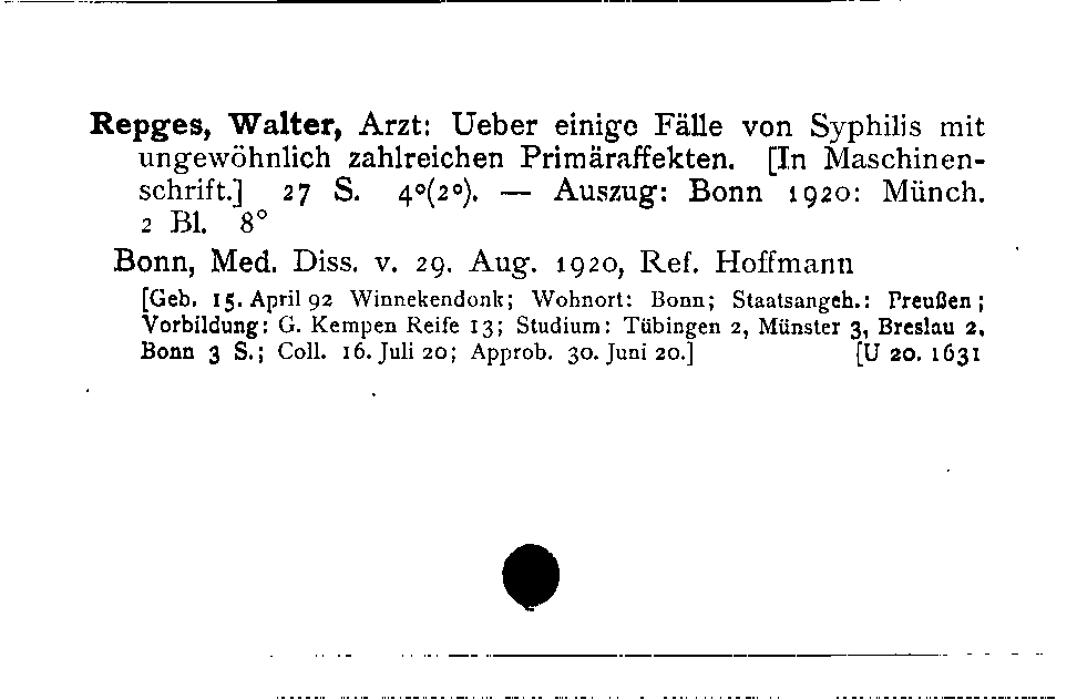 [Katalogkarte Dissertationenkatalog bis 1980]