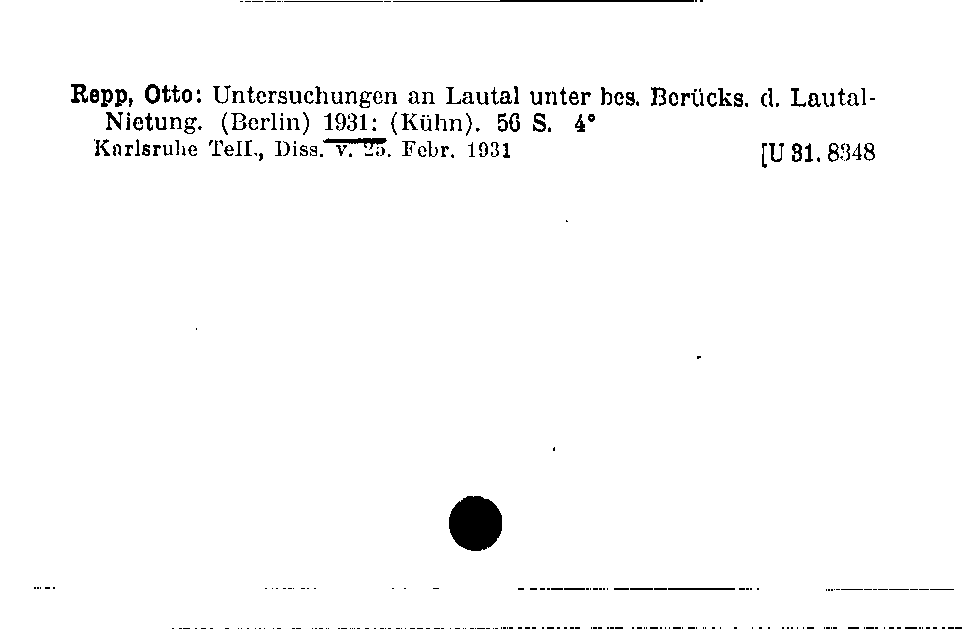 [Katalogkarte Dissertationenkatalog bis 1980]