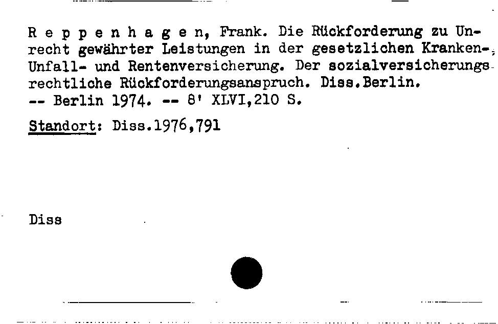 [Katalogkarte Dissertationenkatalog bis 1980]