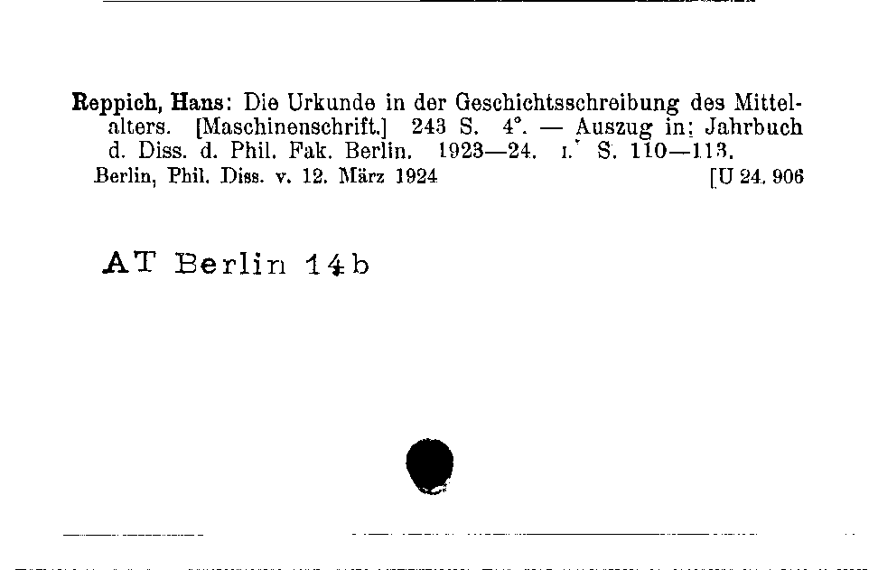 [Katalogkarte Dissertationenkatalog bis 1980]