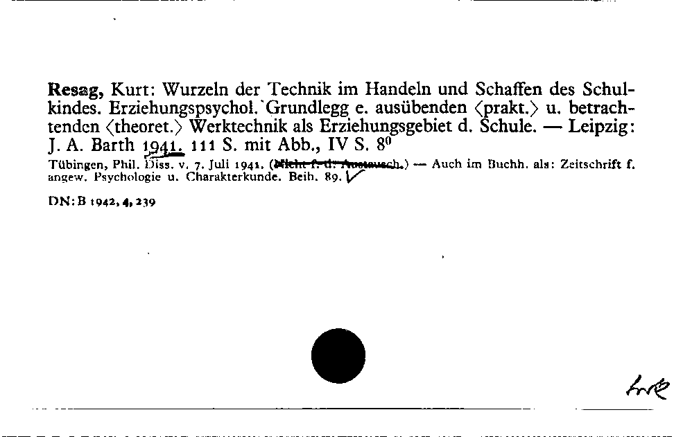 [Katalogkarte Dissertationenkatalog bis 1980]