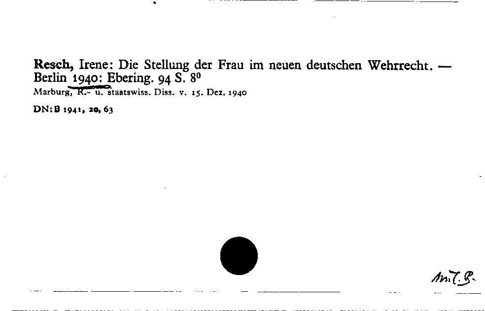 [Katalogkarte Dissertationenkatalog bis 1980]