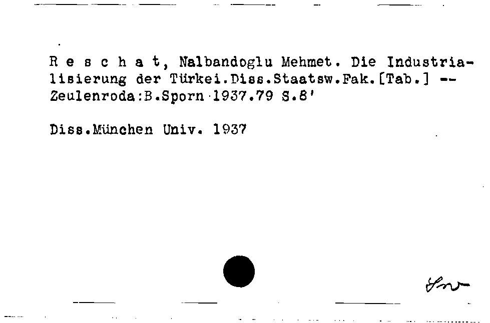 [Katalogkarte Dissertationenkatalog bis 1980]