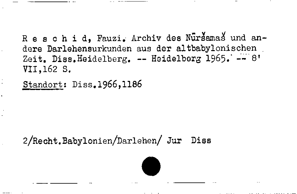 [Katalogkarte Dissertationenkatalog bis 1980]