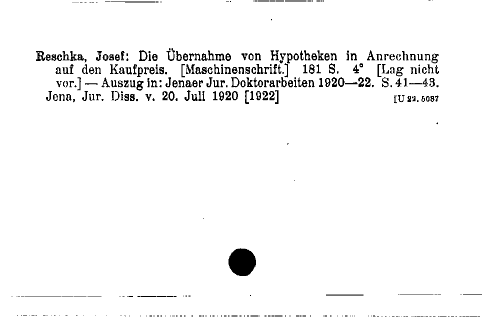 [Katalogkarte Dissertationenkatalog bis 1980]