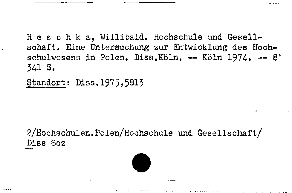 [Katalogkarte Dissertationenkatalog bis 1980]