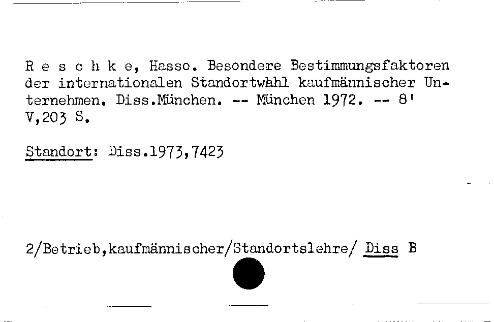 [Katalogkarte Dissertationenkatalog bis 1980]